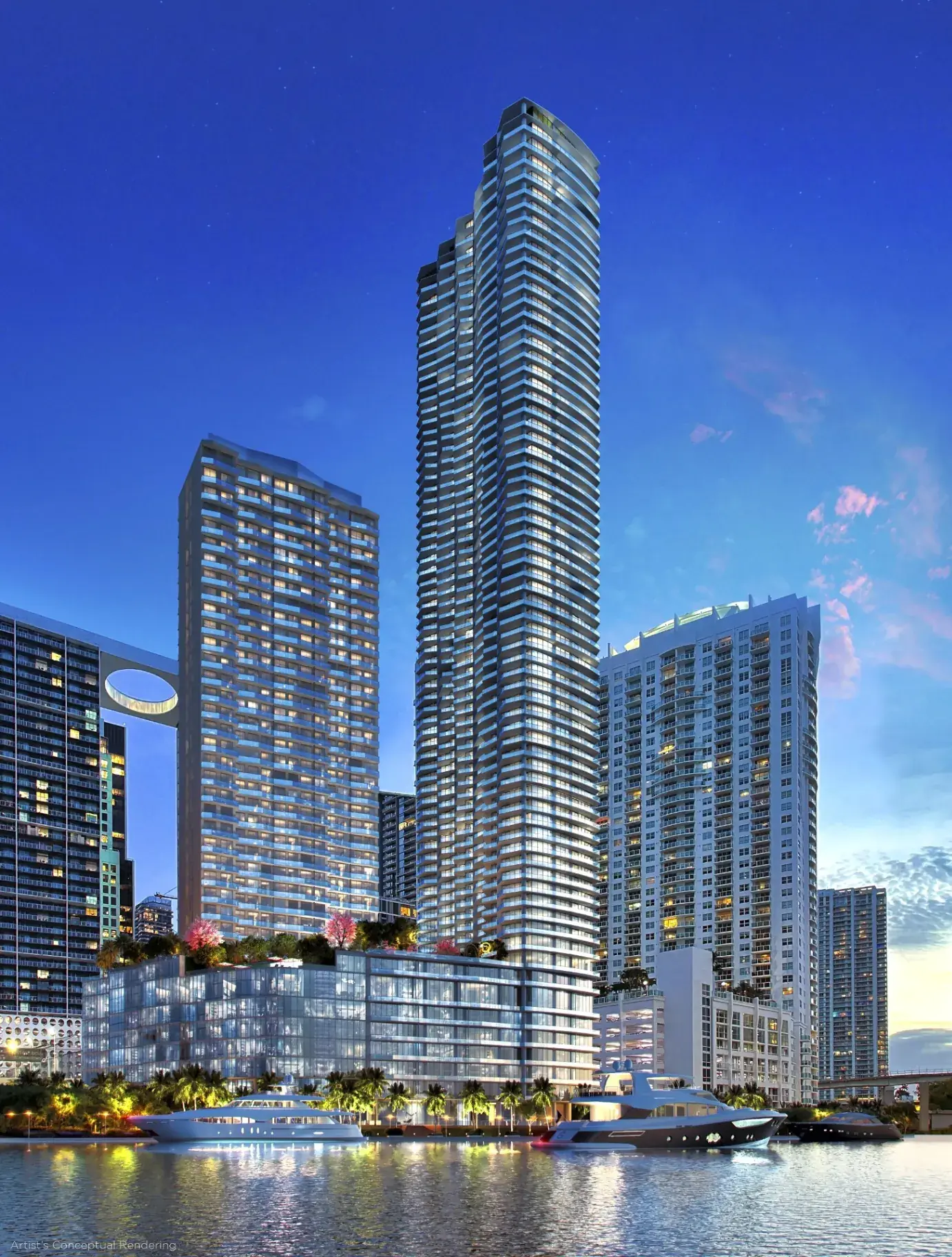 Viceroy Brickell — torre iluminada no skyline de Brickell, Miami